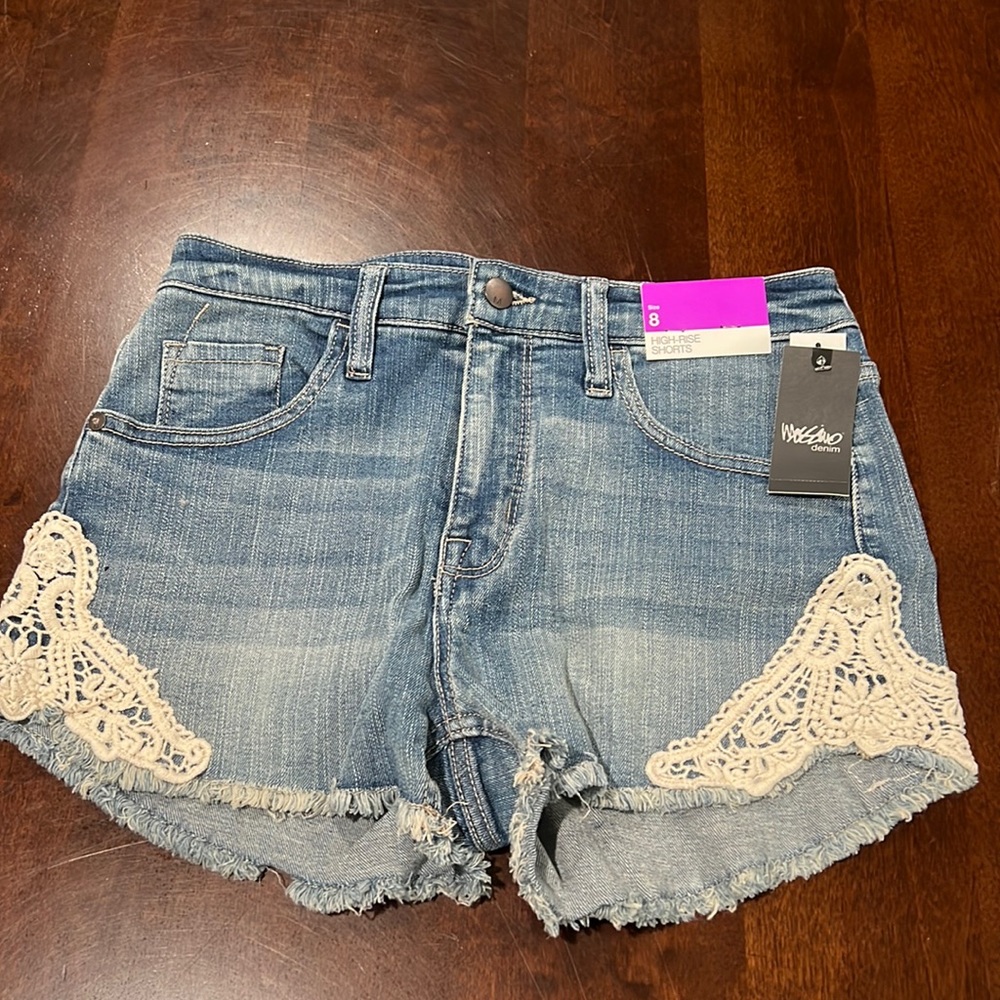 Mossimo Supply Co. High Rise Jean Shorts with Lace Detail Size 8